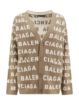 Beżowy Sweter z Dekoltem w Szpic Balenciaga