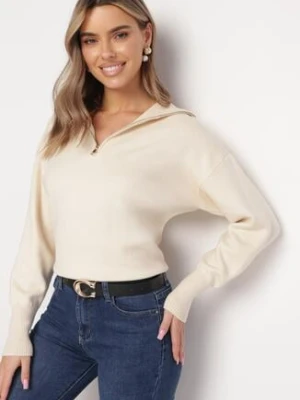 Beżowy Sweter z Golfem Zapinanym na Zamek Tihanas rosa