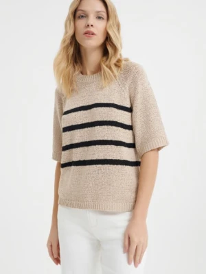 Beżowy sweter z rękawem do łokcia Greenpoint