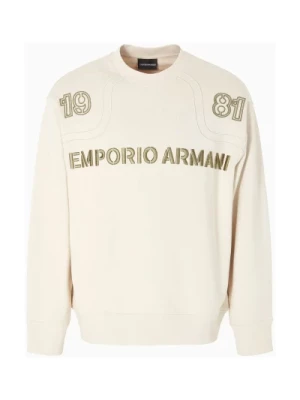 Beżowy Sweter z Szczegółami w Formie Ribs Emporio Armani