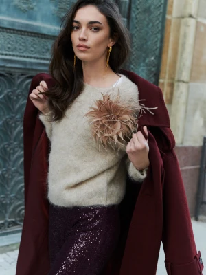 Beżowy sweter z wełną alpaki TARANKO