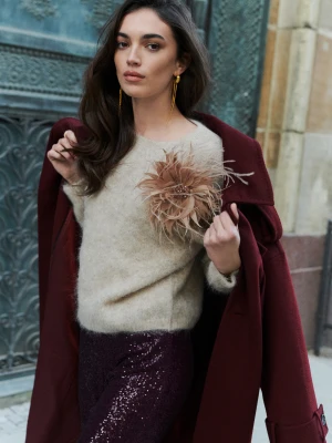 Beżowy sweter z wełną alpaki TARANKO