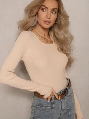 Jasnobeżowy Sweter z Wiskozą Ozdobiony Metalicznymi Aplikacjami Malittia wool fashion