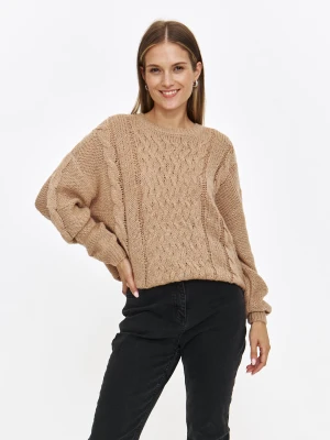 Beżowy sweter z wyraźnym splotem Top Secret