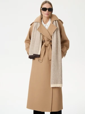 Beżowy szal z dodatkiem wełny TARANKO