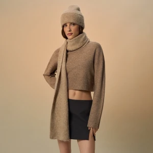 Beżowy szalik z domieszką wełny i alpaki House