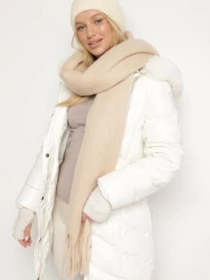 Beżowy Szalik z Ozdobnymi Frędzlami Esariana