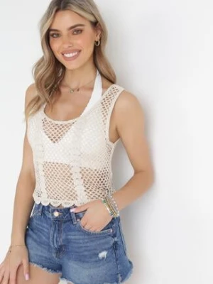 Beżowy Szydełkowy Top z Bawełny Madix rosa