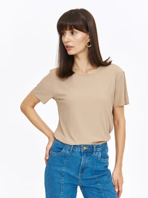 Beżowy t-shirt basic Top Secret