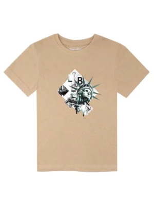 Beżowy t-shirt chłopięcy z bawełny Tup Tup Statua Wolności