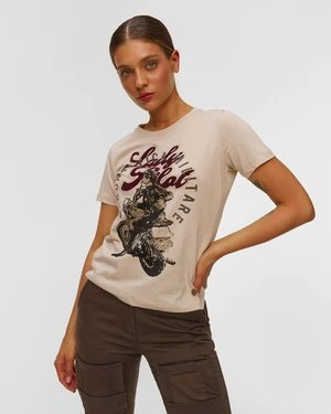 Beżowy T-shirt Damski Aeronautica Militare