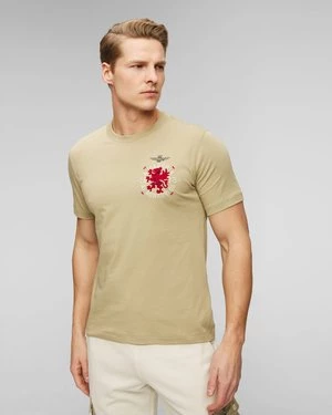 Beżowy T-shirt Męski Aeronautica Militare