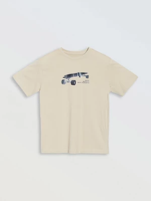 Beżowy t-shirt z motywem deskorolki