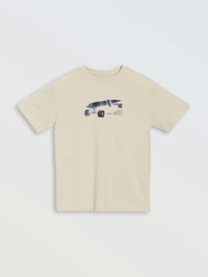 Beżowy t-shirt z motywem deskorolki Reporter Young
