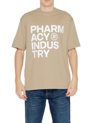 Beżowy T-shirt z nadrukiem dla mężczyzn Pharmacy Industry
