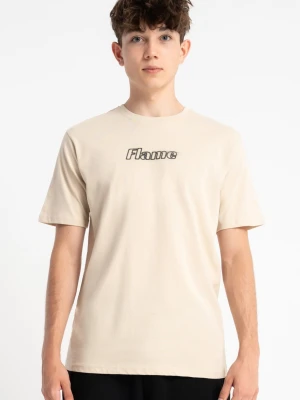 Beżowy t-shirt z nadrukiem z przodu Reporter Young