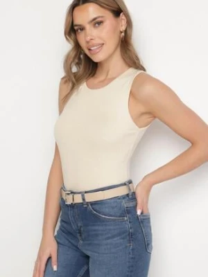 Beżowy Tank Top w Stylu Basic Liserisea glo-story