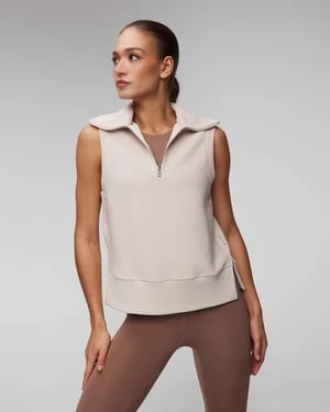 Beżowy Top Damski Varley Bonnie Half Zip Tank