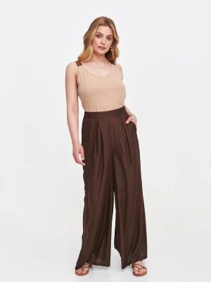 Beżowy top na ozdobnych ramiączkach Top Secret