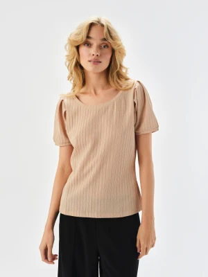 Beżowy top z fakturą Top Secret