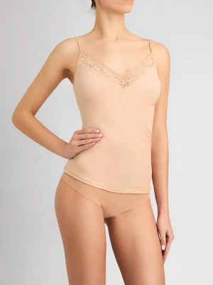 Beżowy top z organicznej bawełny na regulowanych ramiączkach - Infinity POUPEE