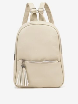 Beżowy Trapezowy Plecak z Suwakiem z Frędzlami Idassea caely