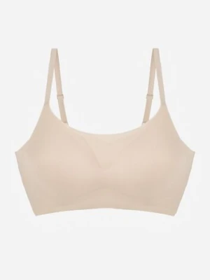 Beżowy Usztywniany Biustonosz o Bezszwowym Wykończeniu Bez Fiszbin Leanoreth