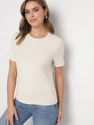 Beżowy Wiskozowy T-shirt w Klasycznym Stylu Arivoria elsa.m by may