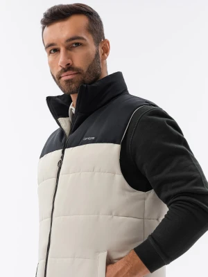Bezrękawnik męski pikowany - beżowy V1 V36
 -                                    L/XL Ombre
