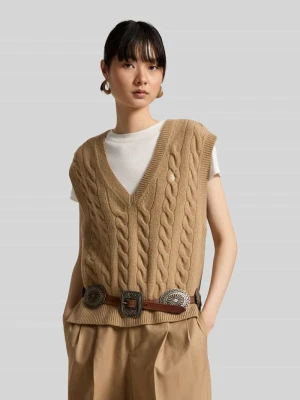 Bezrękawnik o kroju regular fit z mieszanki wełny i kaszmiru Polo Ralph Lauren Camel