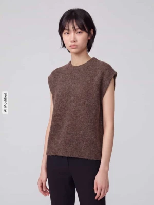 Bezrękawnik o kroju relaxed fit z mieszanki wełny model 'LULU' Selected