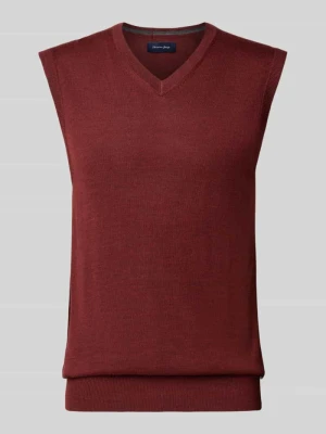 Bezrękawnik o kroju slim fit z mieszanki bawełny z dekoltem w serek Christian Berg Antracytowy melanż
