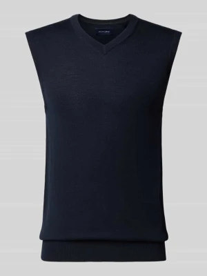 Bezrękawnik o kroju slim fit z mieszanki bawełny z dekoltem w serek Christian Berg Granatowy
