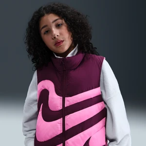 Bezrękawnik puchowy o luźnym kroju dla dużych dzieci (dziewcząt) Therma-FIT Nike Swoosh - Czerwony