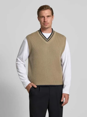 Bezrękawnik wełniany z dekoltem w serek model ‘COBEK’ Wood Wood