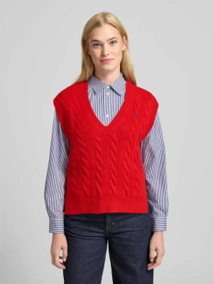 Bezrękawnik z dzianiny ze ściegiem warkoczowym Polo Ralph Lauren