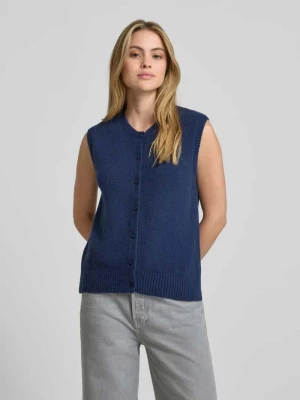 Bezrękawnik z okrągłym dekoltem i listwą guzikową milano italy