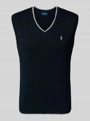 Bezrękawnik ze ściegiem warkoczowym i dekoltem w serek Polo Ralph Lauren