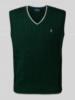 Bezrękawnik ze ściegiem warkoczowym i dekoltem w serek Polo Ralph Lauren