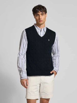 Bezrękawnik ze ściegiem warkoczowym i dekoltem w serek Polo Ralph Lauren