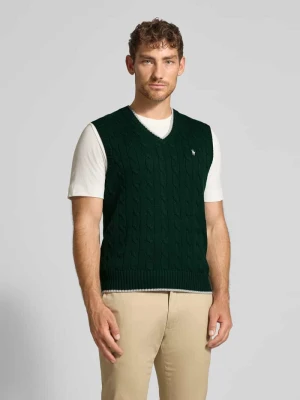 Bezrękawnik ze ściegiem warkoczowym i dekoltem w serek Polo Ralph Lauren