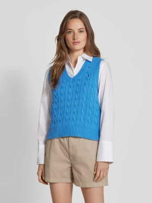 Bezrękawnik ze ściegiem warkoczowym i wyhaftowanym logo Polo Ralph Lauren