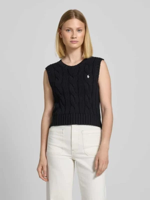 Bezrękawnik ze ściegiem warkoczowym i wyhaftowanym logo Polo Ralph Lauren