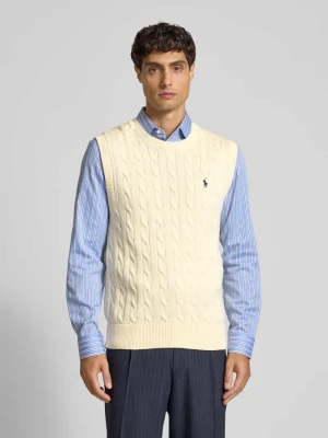 Bezrękawnik ze ściegiem warkoczowym i wyhaftowanym logo Polo Ralph Lauren