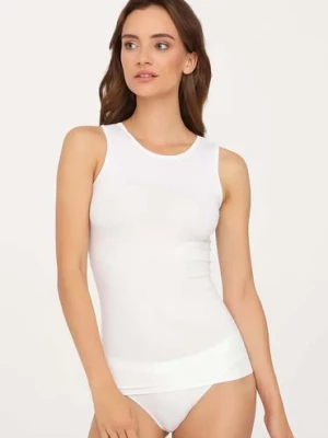 Bezszwowa koszulka damska na ramiączkach biała Gatta