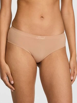 PINK Bezszwowe majtki hiphugger Victoria's Secret Beżowy
