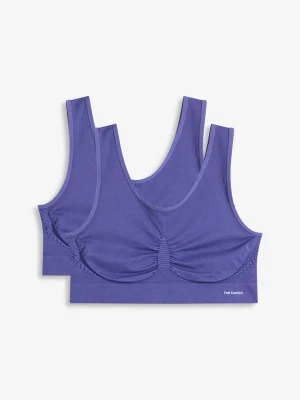 Bezszwowy biustonosz bustier z kolekcji Feel Comfort (2 szt.) BonPrix niebieski