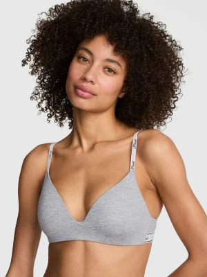 PINK WEAR EVERYWHERE Bezszwowy biustonosz push-up Wear Everywhere™ bez fiszbin Victoria's Secret Szary