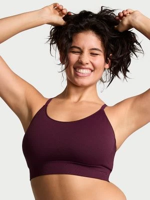 PINK Bezszwowy biustonosz sportowy Scoop Victoria's Secret Fioletowy