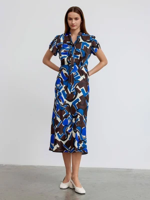 BGN Sukienka w kolorze niebiesko-kremowo-brązowym rozmiar: 36